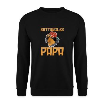 Hund Rottweiler Papa - Unisex Pullover - Schwarz - Vorne - Alina (178cm) & Michal (187cm)
