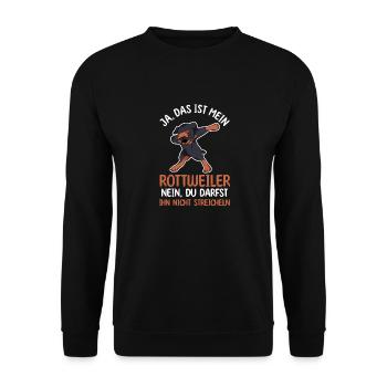 Hund Rottweiler - Unisex Pullover - Schwarz - Vorne - Alina (178cm) & Michal (187cm)