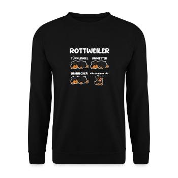 Hund Rottweiler - Unisex Pullover - Schwarz - Vorne - Alina (178cm) & Michal (187cm)