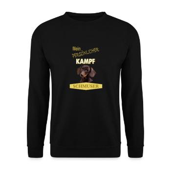 Mein persönlicher Kampfschmuser - Dackel - Unisex Pullover - Schwarz - Vorne - Alina (178cm) & Michal (187cm)