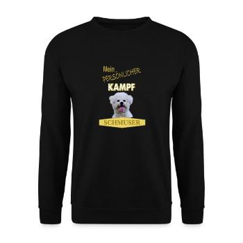 Mein persönlicher Kampfschmuser - Bichon Frisé - Unisex Pullover - Schwarz - Vorne - Alina (178cm) & Michal (187cm)