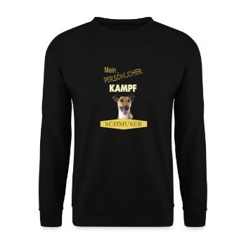 Mein persönlicher Kampfschmuser - Foxterrier - Unisex Pullover - Schwarz - Vorne - Alina (178cm) & Michal (187cm)