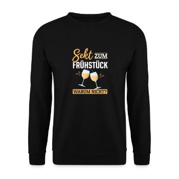 Sekt zum Frühstück? Warum nicht! Mädelsabend - Unisex Pullover - Schwarz - Vorne - Alina (178cm) & Michal (187cm)