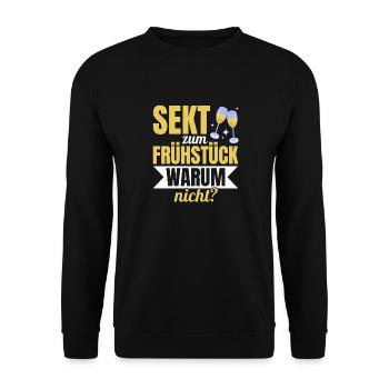 Sekt zum Frühstück? Warum nicht! Mädelsabend - Unisex Pullover - Schwarz - Vorne - Alina (178cm) & Michal (187cm)
