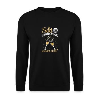 Sekt zum Frühstück? Warum nicht! Mädelsabend - Unisex Pullover - Schwarz - Vorne - Alina (178cm) & Michal (187cm)