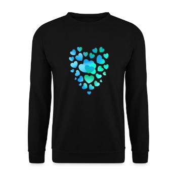 blaue Herzen viele Herzen - Unisex Pullover - Schwarz - Vorne - Alina (178cm) & Michal (187cm)