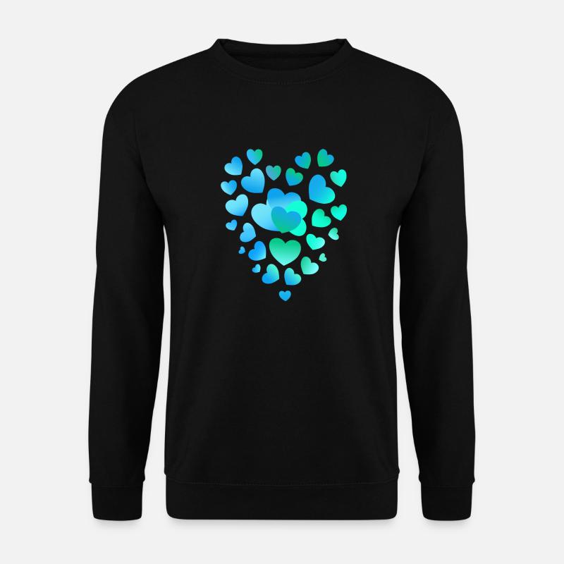 blaue Herzen viele Herzen - Unisex Pullover - Schwarz