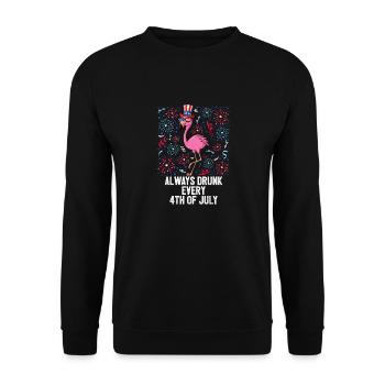 4th Of July Always Drunk Funny Flamingo US Flag - Unisex Pullover - Schwarz - Vorne - Alina (178cm) & Michal (187cm)