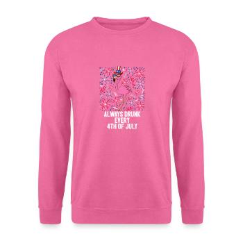 4th of July Always Drunk Funny Flamingo US Flag - Sweat-shirt Unisexe - rose - Devant