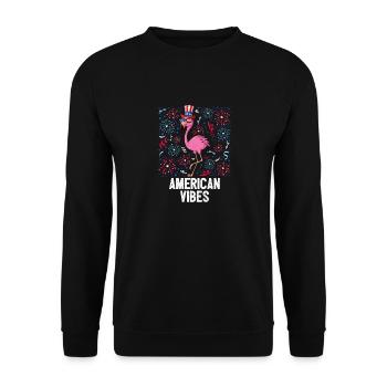 4th Of July American Vibes Flamingo US Flag Pride - Unisex Pullover - Schwarz - Vorne - Alina (178cm) & Michal (187cm)