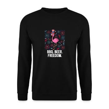 4th Of July BBQ Beer Freedom Flamingo US Flag - Unisex Pullover - Schwarz - Vorne - Alina (178cm) & Michal (187cm)