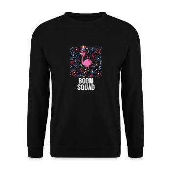 4th Of July Boom Squad Flamingo US Flag Patriotic - Unisex Pullover - Schwarz - Vorne - Alina (178cm) & Michal (187cm)