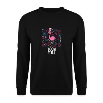 4th Of July Boom Ya'll Flamingo US Flag Patriotic - Unisex Pullover - Schwarz - Vorne - Alina (178cm) & Michal (187cm)
