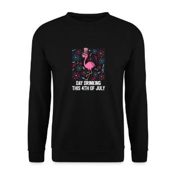 4th Of Juillet Day Drinking Flamingo Bird US Flag - Sweat-shirt Unisexe - noir - Devant - Alina (178cm) & Michal (187cm)
