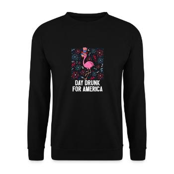 4th Of July Day Drunk Flamingo US Flag Freedom - Unisex Pullover - Schwarz - Vorne - Alina (178cm) & Michal (187cm)