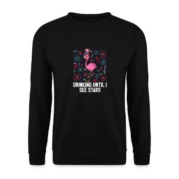 4th Of July Drinking Until I See Stars Flamingo - Unisex Pullover - Schwarz - Vorne - Alina (178cm) & Michal (187cm)