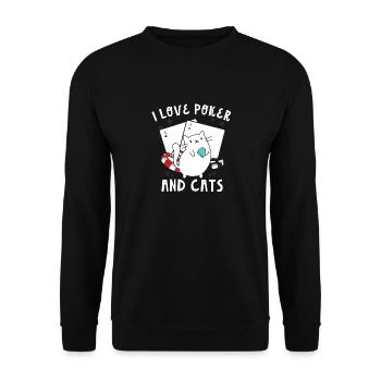 I Love Poker And Cats Play Cards Aces Spades Texas - Unisex Sweatshirt - black - Front - Alina (178cm) & Michal (187cm)