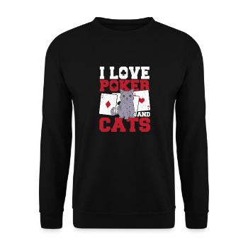 Aces Spades Flop Bluff I Love Poker And Cats Cardg - Unisex Sweatshirt - black - Front - Alina (178cm) & Michal (187cm)
