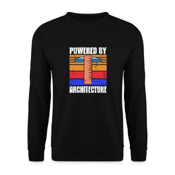 Powered By Architecture Retro Vintage Designs - Unisex Sweatshirt - black - Front - Alina (178cm) & Michal (187cm)