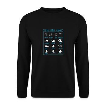 Diver Hand Signal Funny Diving Signals Team - Unisex Sweatshirt - black - Front - Alina (178cm) & Michal (187cm)
