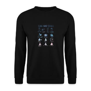 Diver Hand Signal Funny Diving Signals Team - Unisex Sweatshirt - black - Front - Alina (178cm) & Michal (187cm)