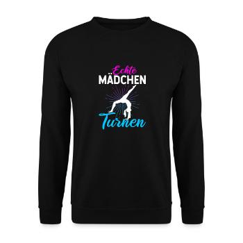Turnen Turntrainer Gymnsatik Sportverein Bodenturn - Unisex Pullover - Schwarz - Vorne - Alina (178cm) & Michal (187cm)