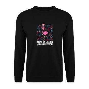 4th of July Drunk On Liberty High On Freedom - Sweat-shirt Unisexe - noir - Devant - Alina (178cm) & Michal (187cm)