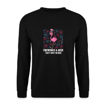 4th Of July Fireworks And Beer Flamingo US Flag - Unisex Pullover - Schwarz - Vorne - Alina (178cm) & Michal (187cm)