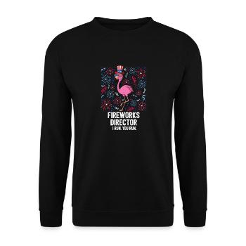 4th Of July Fireworks Director Flamingo US Flag - Unisex Pullover - Schwarz - Vorne - Alina (178cm) & Michal (187cm)