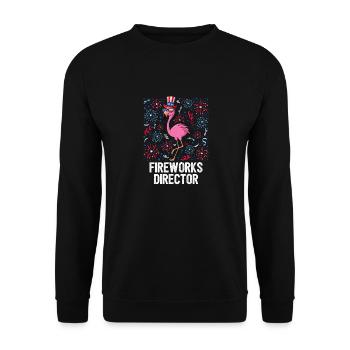4th Of July Fireworks Director Flamingo US Flag - Unisex Pullover - Schwarz - Vorne - Alina (178cm) & Michal (187cm)