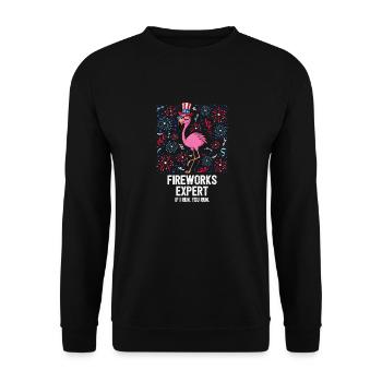 4th Of Juillet Fireworks Expert Flamingo US Flag - Sweat-shirt Unisexe - noir - Devant - Alina (178cm) & Michal (187cm)