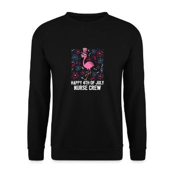 Happy 4th Of July Nurse Crew Flamingo Bird US - Unisex Pullover - Schwarz - Vorne - Alina (178cm) & Michal (187cm)