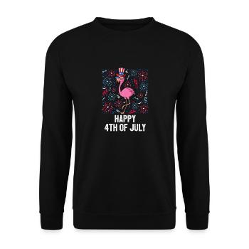 Happy 4th Of July Flamingo Bird US Flag Freedom - Unisex Pullover - Schwarz - Vorne - Alina (178cm) & Michal (187cm)