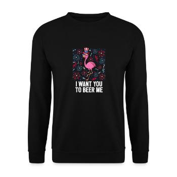 4 juillet Je veux que tu me brasses drapeau américain - Sweat-shirt Unisexe - noir - Devant - Alina (178cm) & Michal (187cm)