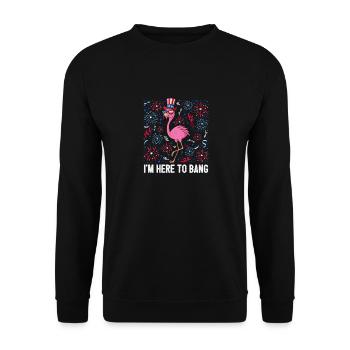 4th Of July Im Here To Bang American Flag USA - Unisex Pullover - Schwarz - Vorne - Alina (178cm) & Michal (187cm)