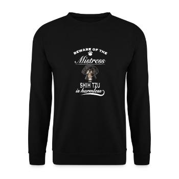 Beware of the mistress, harmless Shih Tzu - Unisex Sweatshirt - black - Front - Alina (178cm) & Michal (187cm)