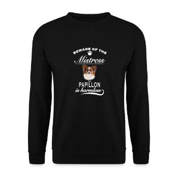 Beware of the mistress, harmless Papillon - Unisex Sweatshirt - black - Front - Alina (178cm) & Michal (187cm)