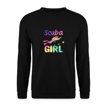 Scuba Girl Lustig Tiefseetauchen Mädchen Taucher - Unisex Pullover - Schwarz - Vorne - Alina (178cm) & Michal (187cm)
