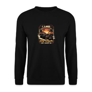 Hot Rod, I Like Big Blocks, Retro Vintage V8 Rat - Unisex Sweatshirt - black - Front - Alina (178cm) & Michal (187cm)