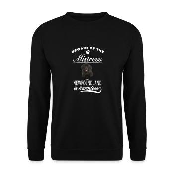 Beware of the mistress, harmless Newfoundland - Unisex Pullover - Schwarz - Vorne - Alina (178cm) & Michal (187cm)