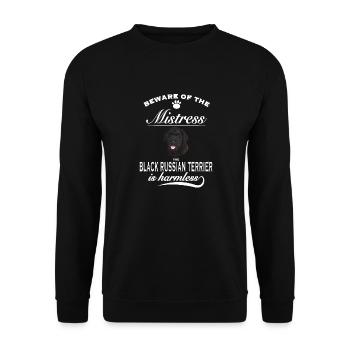 Beware of the mistress, harmless Russian Terrier - Unisex Sweatshirt - black - Front - Alina (178cm) & Michal (187cm)