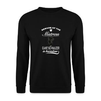 Beware of the mistress, harmless Giant Schnauzer - Unisex Sweatshirt - black - Front - Alina (178cm) & Michal (187cm)