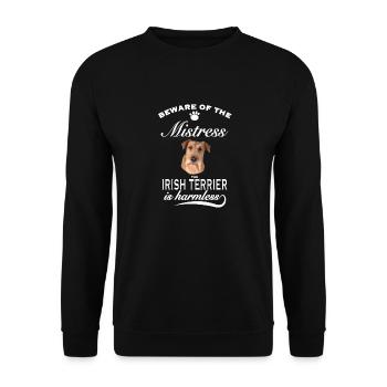 Beware of the mistress, harmless irischer Terrier - Unisex Pullover - Schwarz - Vorne - Alina (178cm) & Michal (187cm)
