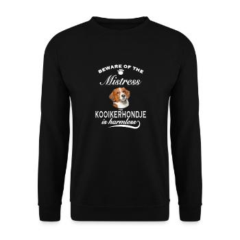 Beware of the mistress, harmless Kooikerhondje - Unisex Pullover - Schwarz - Vorne - Alina (178cm) & Michal (187cm)