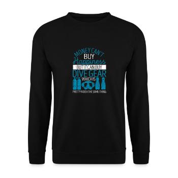 Mit Geld kann man kein Glück kaufen, aber mit - Unisex Pullover - Schwarz - Vorne - Alina (178cm) & Michal (187cm)