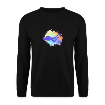 Plongée Rétro Aquarelle Apnée Aquatique Plongeur Immergé - Sweat-shirt Unisexe - noir - Devant - Alina (178cm) & Michal (187cm)
