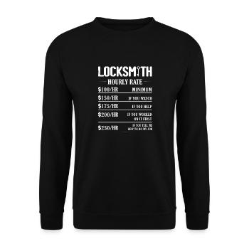 Locksmith Hourly Rate Pick Locks Lockpicker - Unisex Pullover - Schwarz - Vorne - Alina (178cm) & Michal (187cm)