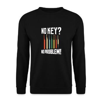 No Key? No Problem! Lockpicker Locksmith - Unisex Pullover - Schwarz - Vorne - Alina (178cm) & Michal (187cm)