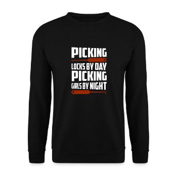 Picking Locks By Day Picking Girls By Night Locksm - Unisex Sweatshirt - black - Front - Alina (178cm) & Michal (187cm)