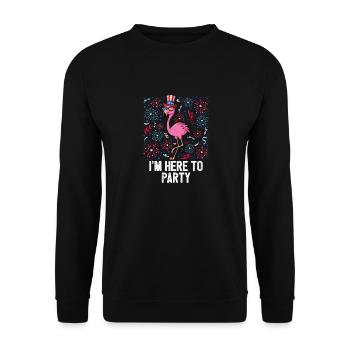 Im Here To Party 4th Of July American Flag USA - Unisex Pullover - Schwarz - Vorne - Alina (178cm) & Michal (187cm)